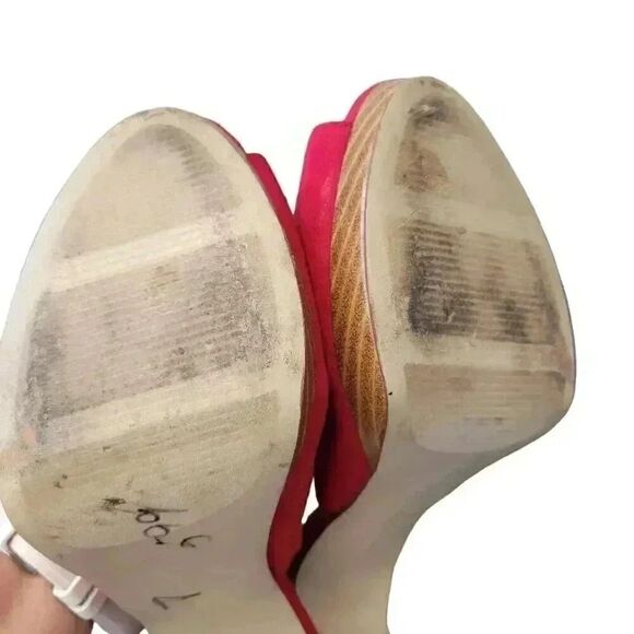 Style & Co. Women's Red Faux Suede Open Toe 3" Heel Sling Back Sandals - Picture 9 of 9